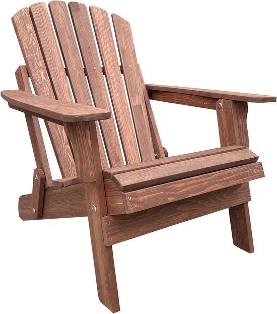 AXI Rosalie Adirondack Stuhl Coffee – Loungesessel aus Holz mit Armlehnen – Zusammenklappbar – Hohe Rückenlehne – Gartenstuhl – 75,5 x 86,5 x 85 cm – 100 % FSC-zertifiziertes Hemlock-Holz