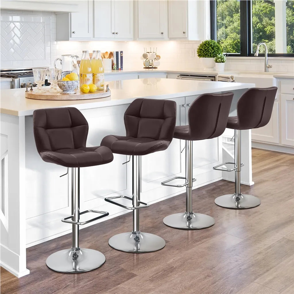 Yaheetech Barhocker-Set, 2er-Set – Braun – Verstellbare, um 360° drehbare Barhocker mit Rückenlehne und Fußstütze