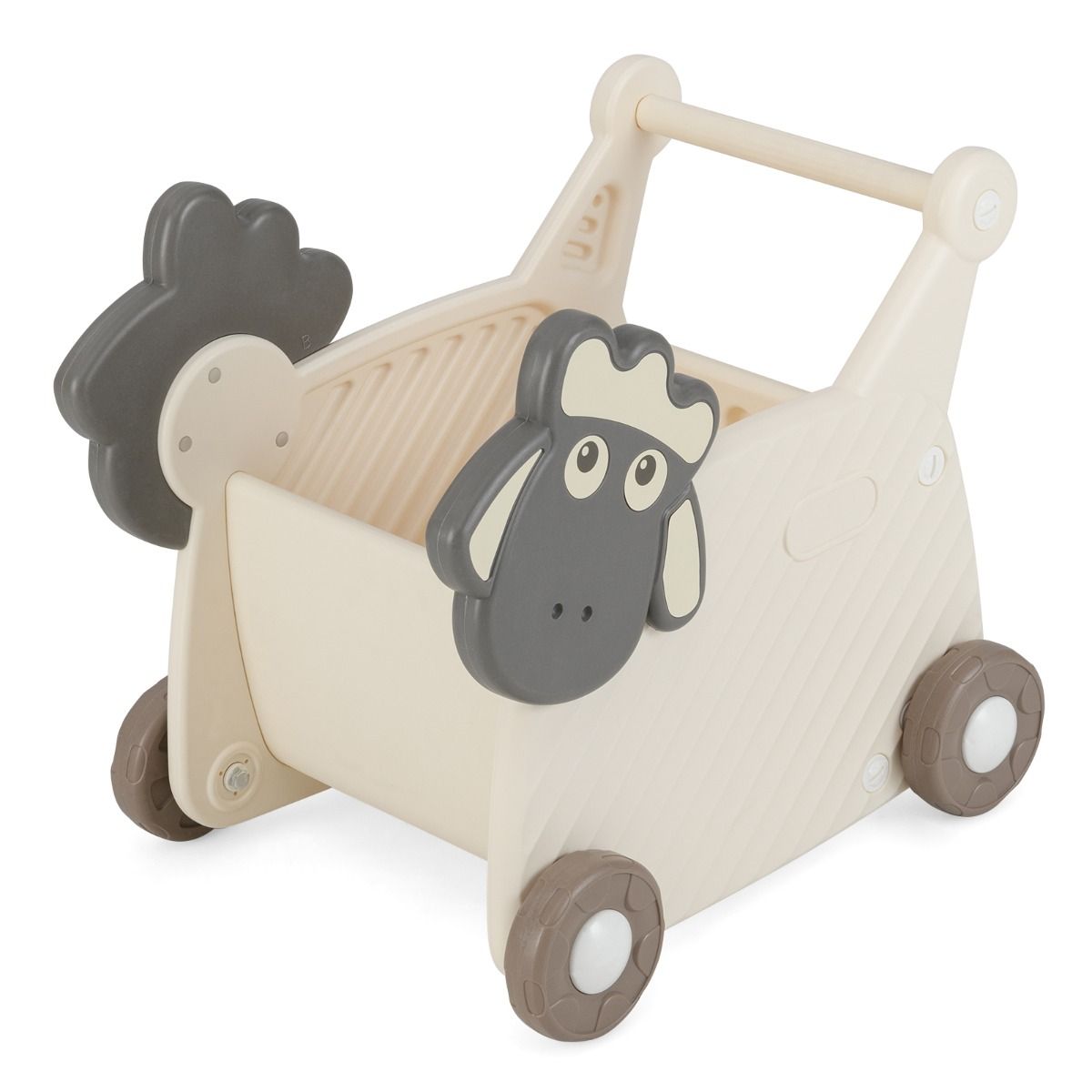 Coast Schaap Laufwagen für Kinder – 2-in-1-Aufbewahrungswagen und Lauflernhilfe – 18 Liter – Beige und Grau