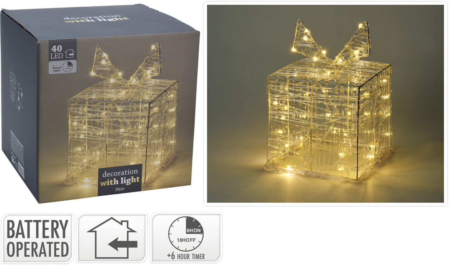 Nampook Weihnachtsbeleuchtung Geschenkbox - 40 LED - 20cm hoch