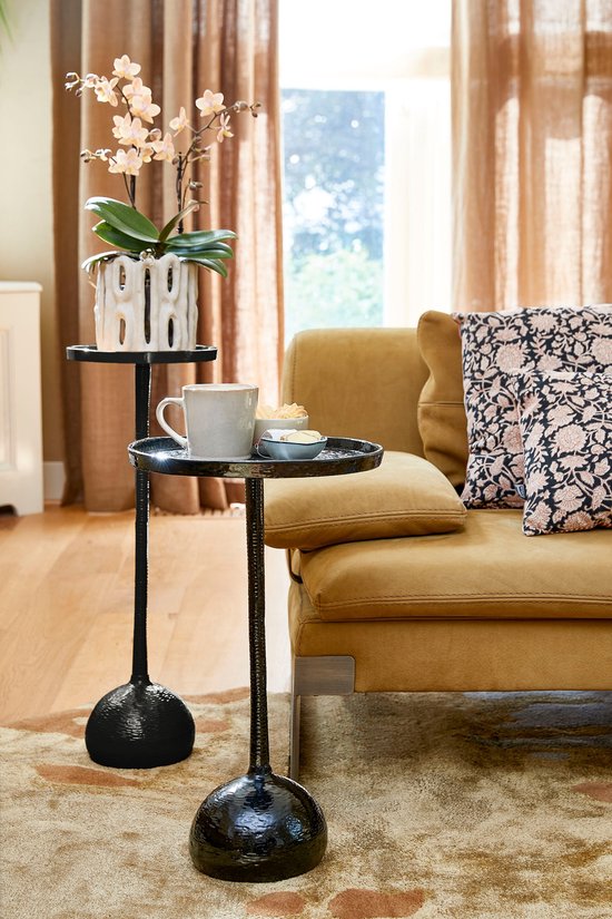 Mica Decorations Colin Beistelltisch - H68 x Ø24 cm - Recyceltes Aluminium - 100% FSC - Schwarz