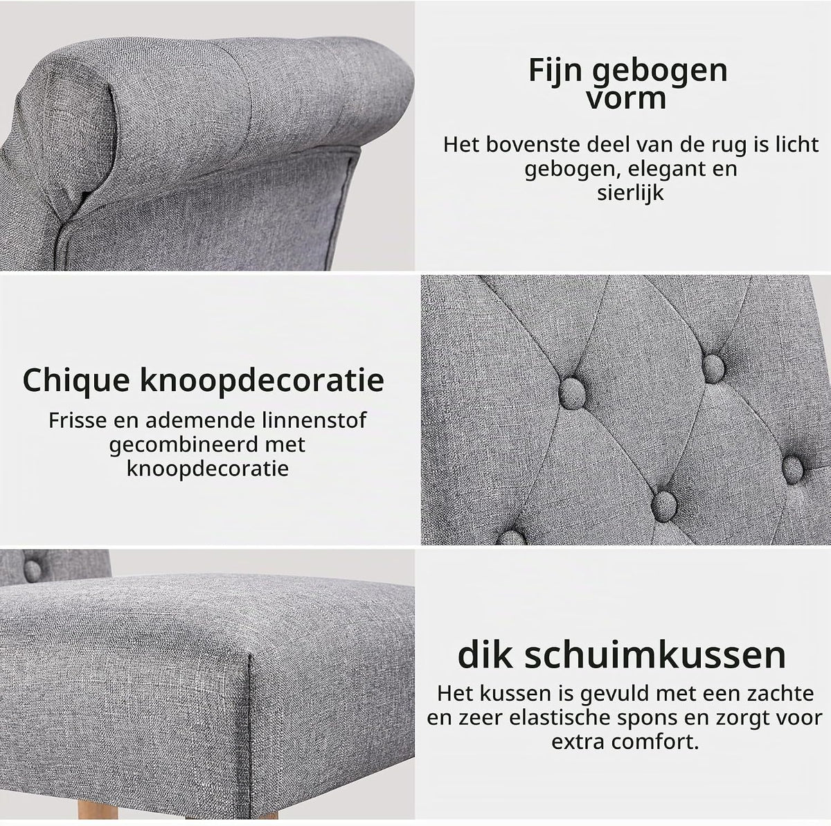 Yaheetech Esszimmerstühle, 2er-Set – Dunkelgrau – 45,5 x 62 x 98,5 cm – Hohe Rückenlehne, Holzbeine