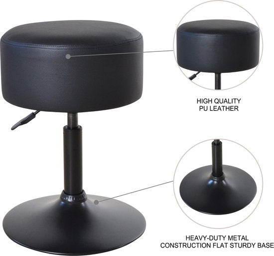 VDD – Hocker – Schwarzer Hocker – Höhenverstellbare Hocker – Hocker zum Sitzen – Höhenverstellbarer Hocker