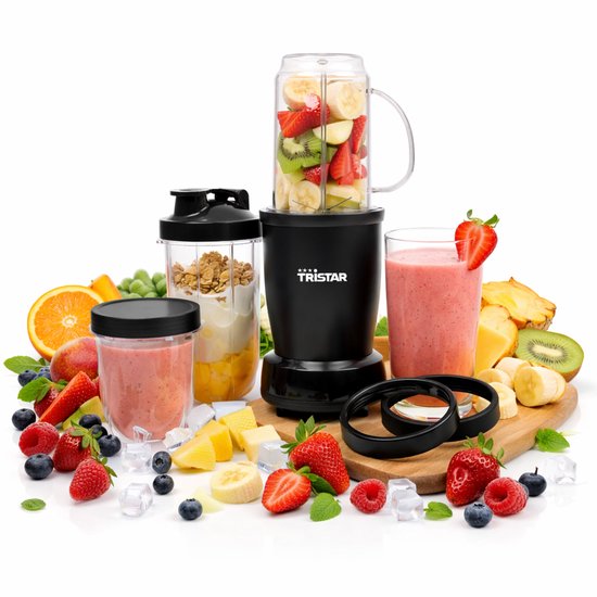 Tristar BL-4486 Smoothie Maker - Mixer - 350W Leistung - 0,5 Liter - Inkl. 3 Trinkbecher - Spülmaschinenfest