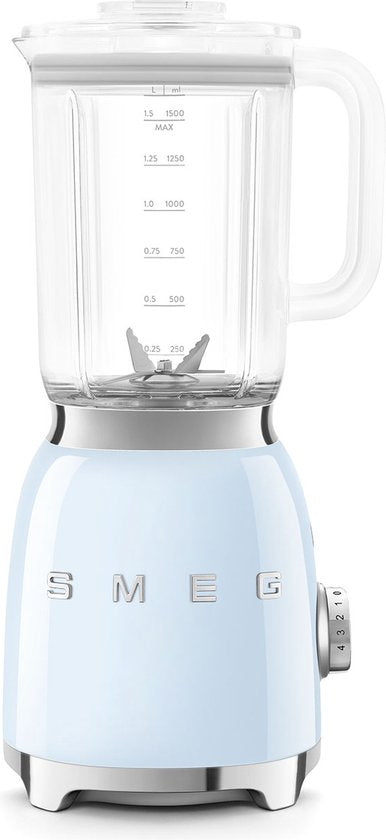 SMEG BLF03PBEU Mixer – Smoothie-Mixer – 800 W – 1,5 l Tritan™-Behälter – 4 Geschwindigkeitsstufen – Eiszerkleinerungs- und Smoothie-Funktion – im Stil der 50er Jahre – Pastellblau