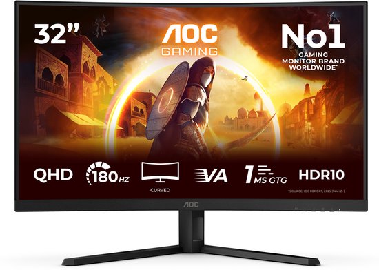 AOC CQ32G4VE – QHD-Gaming-Monitor mit gebogenem Bildschirm – 180 Hz – 32 Zoll