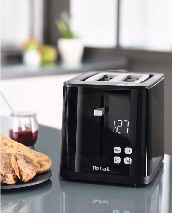 Tefal Smart & Light TL6408 – Toaster XL – 4 Scheiben Brot – Digitalanzeige – 7 Bräunungsstufen – Herausnehmbare Krümelfangschale
