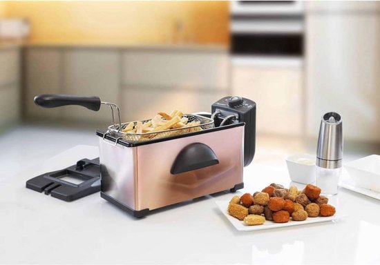 Bestron Fritteuse 3,5 Liter – AF370CO – Fritteuse 2000 W – Sichtfenster – Kupfer – 5 Jahre Garantie