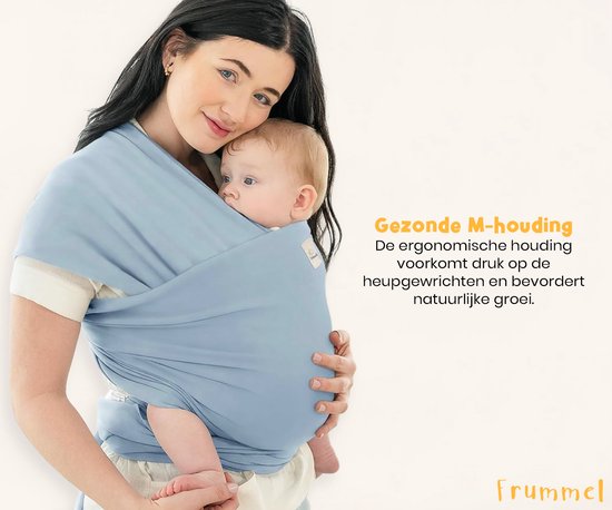 Frummel Baby-Tragetuch Hellblau – Tragehilfe – Baby-Wickeltuch – Baby-Tragetuch – Baby 0–36 Monate – Neugeborene