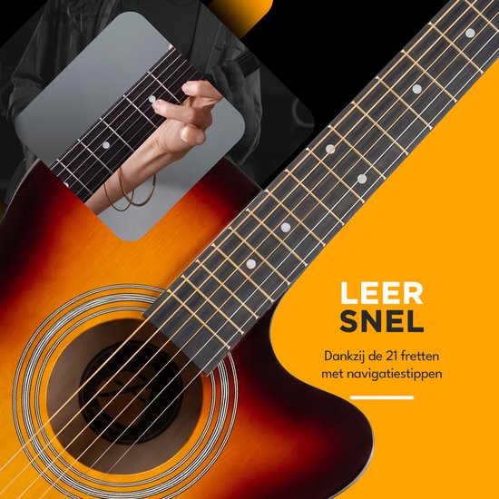 Finesse Akustikgitarre - mit Videokurs - 4/4 40" - Westerngitarre - Gitarre Kind & Erwachsener - Sunburst