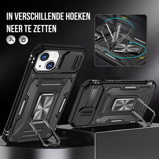 Podec-Hülle für das iPhone 13 Mini – Handyhülle – Anti-Shock-Case, Hybrid-Armor-Hülle mit Ständer und Ring sowie Displayschutzfolie