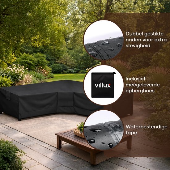 Villux Schutzhülle für Gartenbank – Schutzhülle für Gartenmöbel – Hülle für Gartenmöbel – Hülle für Gartenset – Loungeset – Wasserdicht – Hülle für Loungeset – 420D - 300/98 x 300/98 x 70 cm
