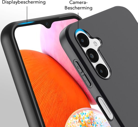 Podec Case passend für Samsung Galaxy A14 Schwarzes Handy Case - Anti-Shock Case Cover mit 1x Displayschutzfolie