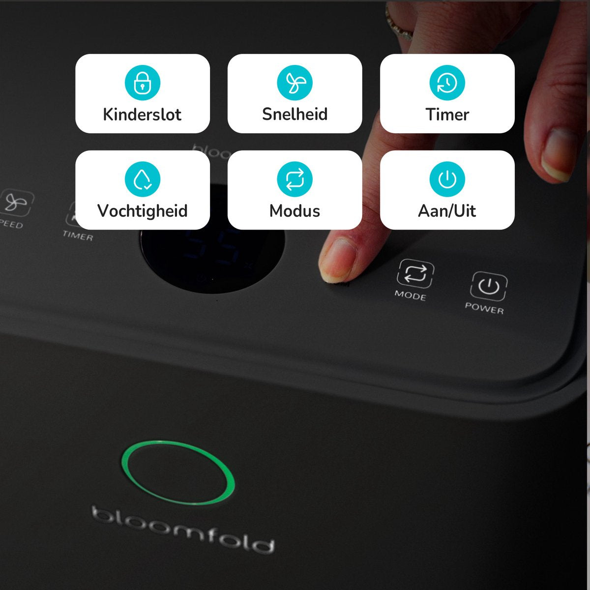 Bloomfold Luftentfeuchter - 12L pro Tag - Wohnzimmer, Schlafzimmer, Keller & Badezimmer - Luftentfeuchter - Schwarz