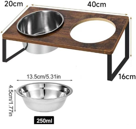 Ceruzo Doppel-Futternapf mit Ständer - 40x20x16 cm - Metall- MDF