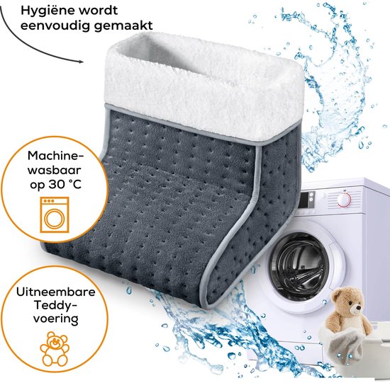 Beurer FW 20 Elektrischer Fußwärmer – 3 Heizstufen – Bis Größe 47 – Schnelle Aufheizung – Automatische Abschaltung – Fleece/Teddy – Maschinenwaschbares Innenfutter – 3 Jahre Garantie – Grau