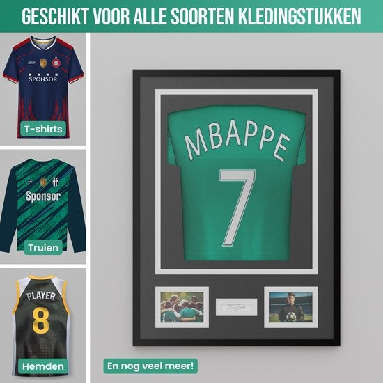 Avalo Bilderrahmen Aluminium - Einrahmung Fußballtrikot - 3D Box Frame - 60x80 CM - Schwarz - Tiefer Rahmen - Einrahmung Trikot im Bilderrahmen