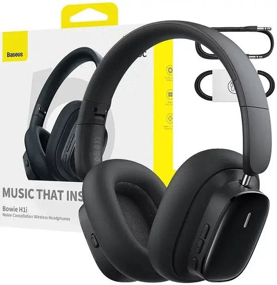 Baseus Bowie H1i Bluetooth-Kopfhörer mit Geräuschunterdrückung (Noise Cancelling), kabellose Kopfhörer mit ANC, schwarz