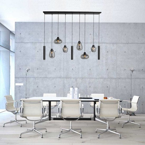 Steinhauer - Pendelleuchte - Reflexion - schwarz - Glas Metall - Designleuchte - E27_GU10 - 3796ZW