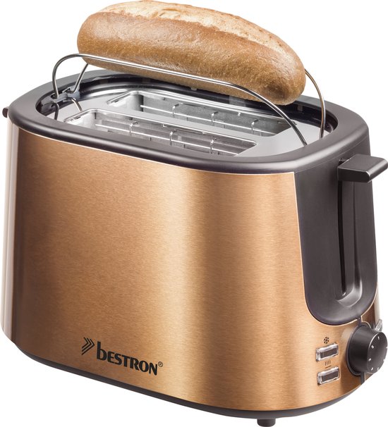 Bestron Toaster ATS1000CO – 1000 W – 7 Bräunungsstufen – 2 Toastschlitze für 2 Scheiben Brot – Kupfer – 5 Jahre Garantie