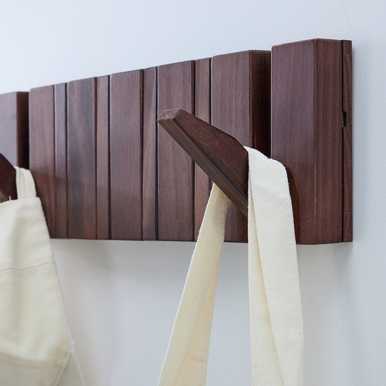 Urban State Piano Garderobe - dunkles Holz - Wandgarderobe - 8 Haken - Garderobenständer hängend - Walnuss Finish