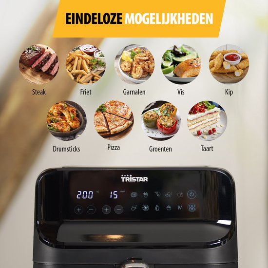 Tristar FR-9037 – Airfryer XXL – 6,2 l – Mit Sichtfenster – 10 Garprogramme – PFAS-frei