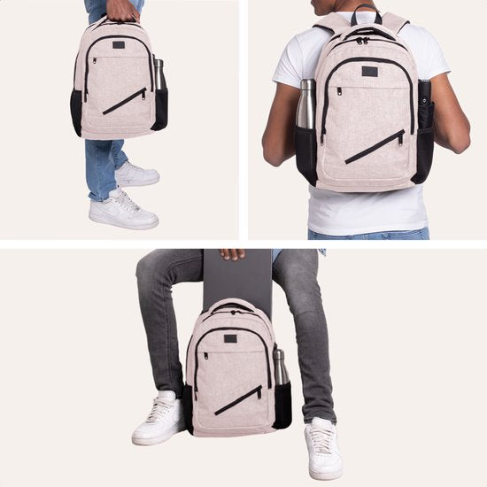TRVLMORE Rucksack mit Lifetime - Rucksack mit 15.6 Zoll Laptopfach - Schultasche - Spritzwassergeschützt - Männer und Frauen - Jungen und Mädchen - 28L - Pink
