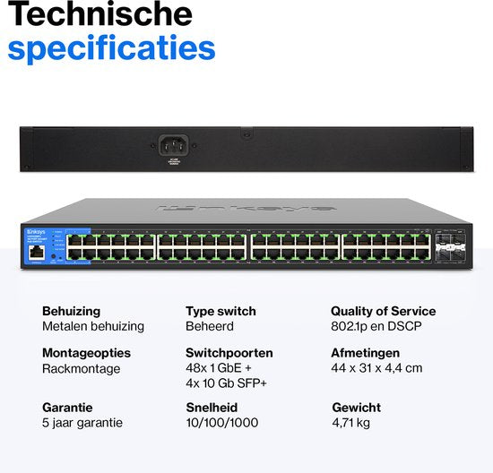 Linksys LGS352MPC – Netzwerk-Switch – Gigabit – Managed – 48 Ports – PoE+ – Schwarz