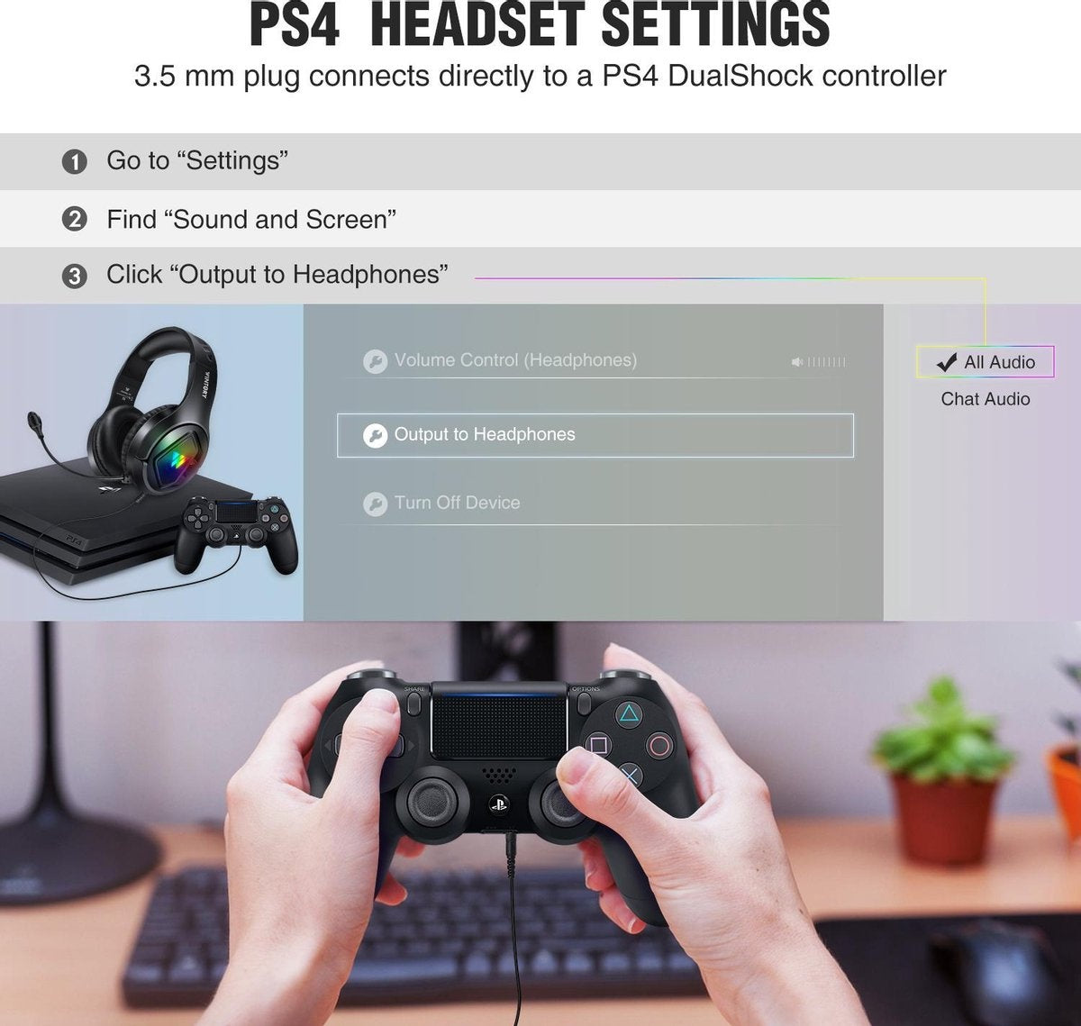 WINTORY M1 RGB Gaming Headset - PS4, Xbox One & Laptops - Schwarz