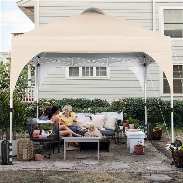 SOBERINE Pop-up-Faltpavillon 3 × 3 m mit Rolltasche, Sandsäcken und Heringen, beige