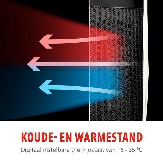 alpina Elektroheizgerät - Keramik-Heizlüfter - auch zum Kühlen - Timer - Fernbedienung - Schwenkfunktion - 2000W - Schwarz-Weiß