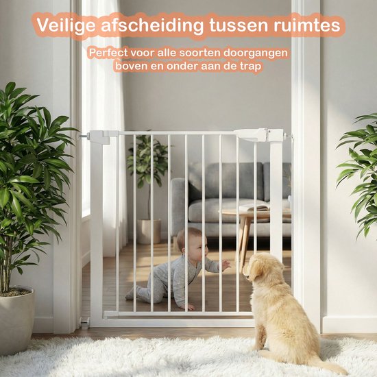 Treppengitter ohne Bohren – 76 bis 82 cm – Sicherheitsgitter – Klemmbefestigung – Kindergitter – Hundegitter – Weiß