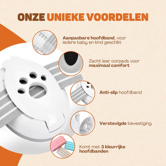 Vulpes Goods® BabyCare - Gehörschutz Kids PRO - Zertifizierte Baby-Ohrschützer - Geeignet für Babys und Kleinkinder bis zu 36 Monaten - 25 dB Geräuschreduzierung für maximalen Gehörschutz - Inkl. 3 Stirnbänder & Reisetasche