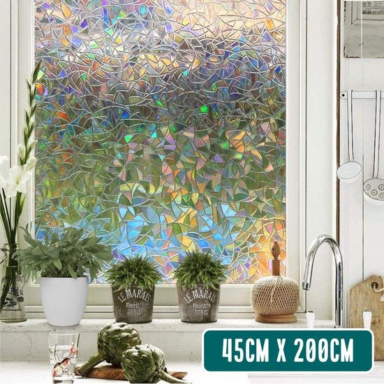 Homewell Fensterfolie HR++ 45x200cm - Solar & Isolierend - Statisch - Regenbogen Splitter