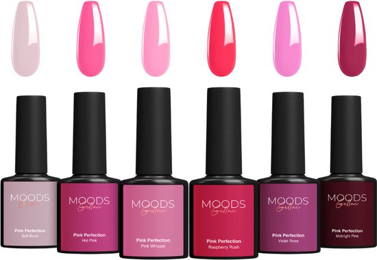 Moods Gellac 6-teiliges Set - Gel-Nagellack Starter Pack - Gel-Nagellack - 8ML - Pink Perfection - Gellac - Nägel - Chic Colours