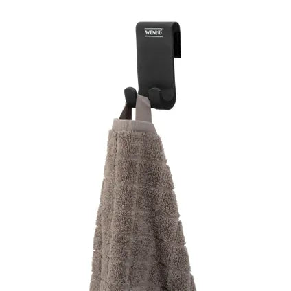 Wenko Verna Duschhaken Schwarz – 2 Haken – Für Duschwände bis 10 mm