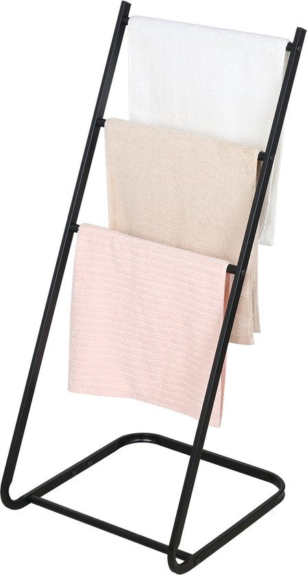 Niceey Handtuchhalter – 3 Arme – Handtuchstange – Handtuchhalter für das Badezimmer – Freistehender Handtuchhalter – Metall – Kratzschutz-Filzgleiter – Schwarz