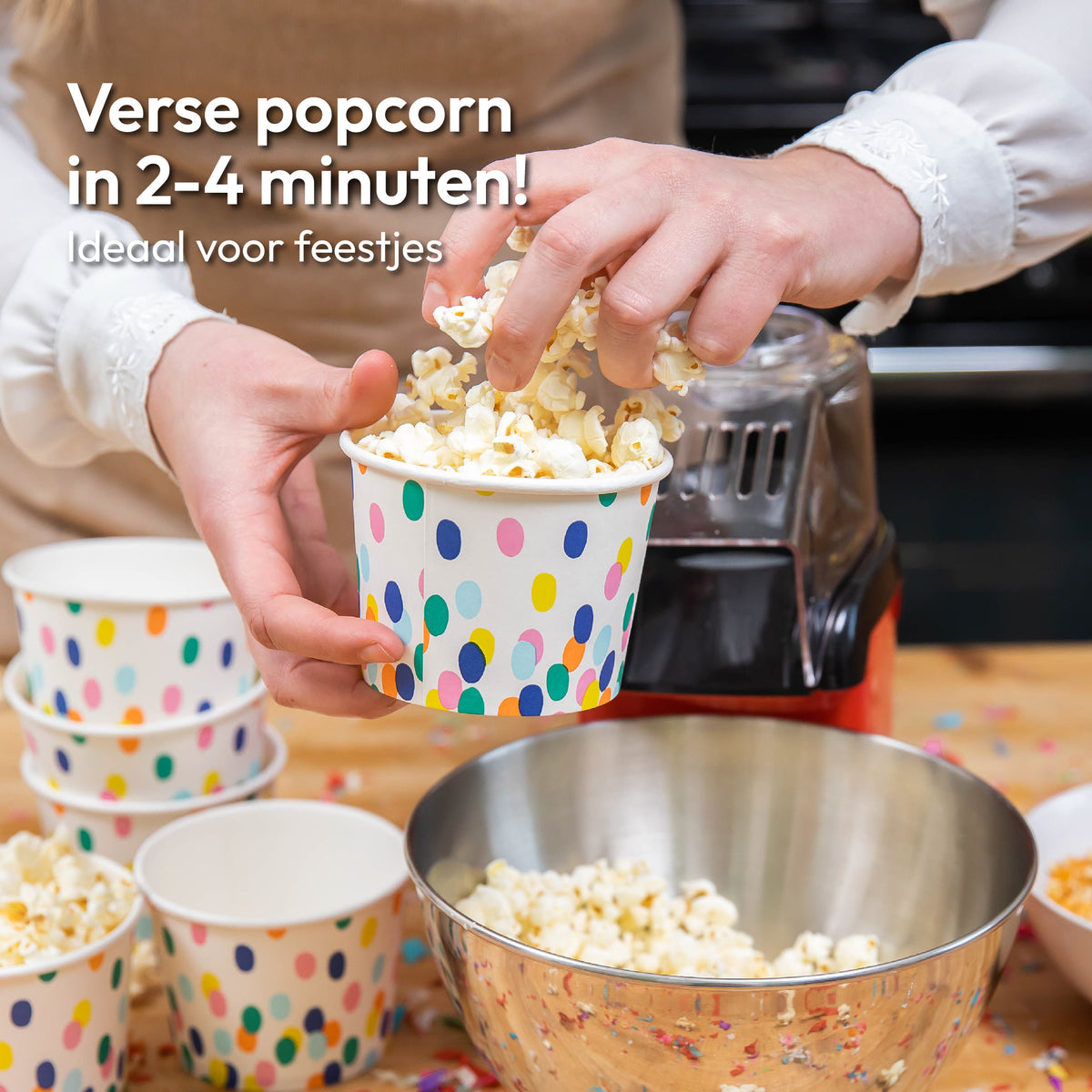 Gadgy Popcornmaschine - Heißluft-Popcornmaschine - 1200 Watt - 27 cm - Popcornmaschine Kinderparty