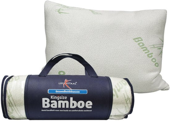 Lucovitaal Kingsize-Bambuskissen – atmungsaktiv – antibakteriell – hypoallergen – 66 cm x 50 cm x 18 cm