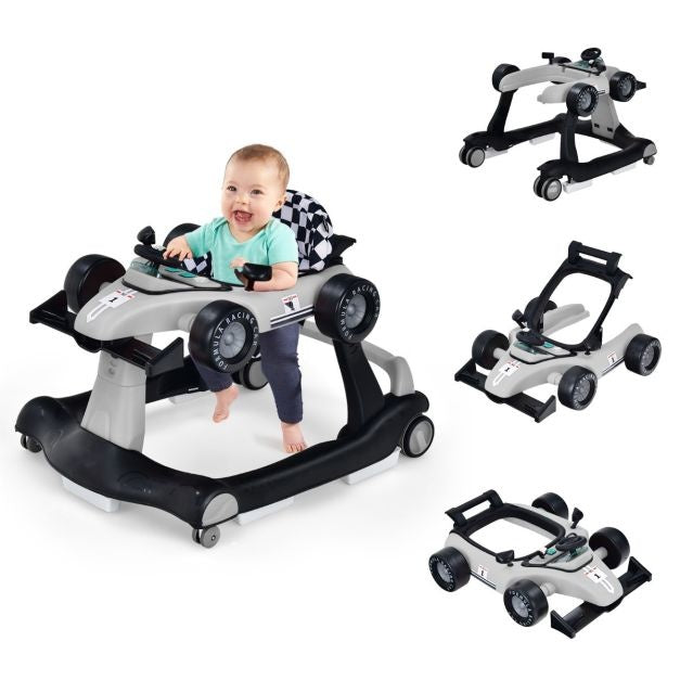 4-in-1 Kinderwagen mit einstellbarer Höhe und Geschwindigkeit Baby Cart mit Anti-Rutsch-Pads zusammenklappbar Baby Walker schwarz/gelb/blau/grau/weiß/rot