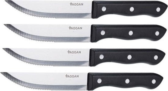 4x BBQ Steakmesser Set Edelstahl silber 33 cm - Messerset