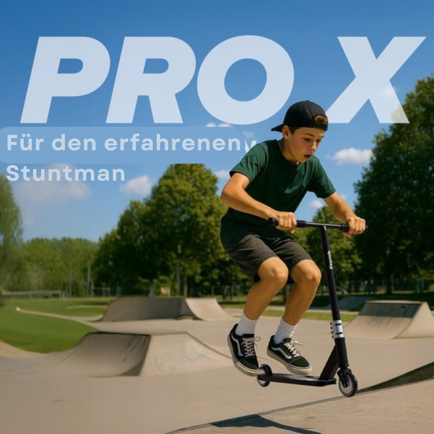 LifeGoods Stuntstep Pro X - T-Bar - HIC - Jungen/Mädchen - 110mm - 100KG - Schwarz