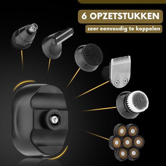 6-in-1-Rasierer für Männer - Trimmer - Sansbeauté® SkullSharp Classic - Elektrischer Gesichts- und Kopfrasierer - Kopfrasur - Elektrisch - Nass & Trocken