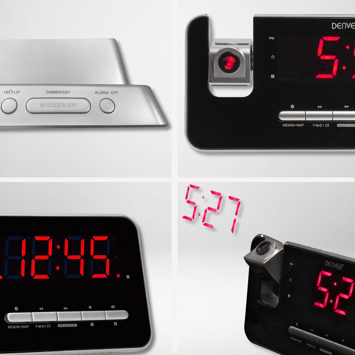 Denver Radiowecker mit Projektion - Digitaler Wecker - FM-Radio - Doppelalarm - CRP618