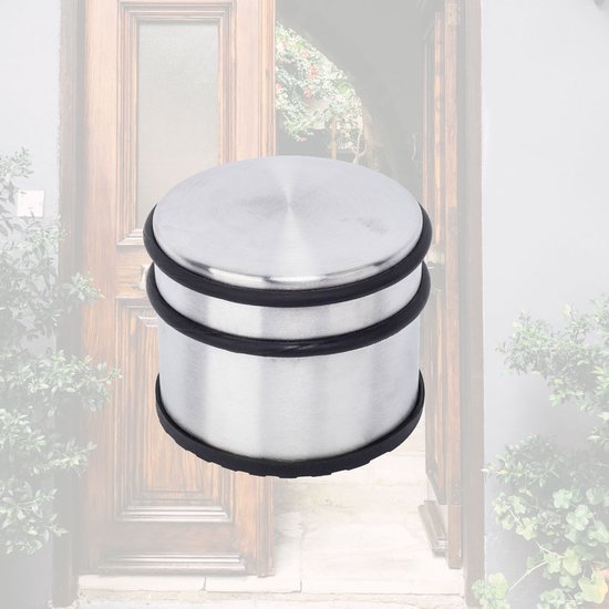 BRASQ Türstopper mit Anti-Rutsch-Edelstahl 1,1 Kg - Für den Innen- und Außenbereich - Türpuffer mit Gummischutz Ø9 x 7,5 cm