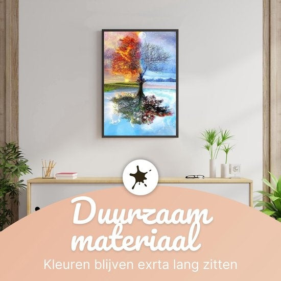 Rubye Malen nach Zahlen Erwachsene - Vier Jahreszeiten - mit Leinwand, Staffelei und Pinseln - 40x50cm