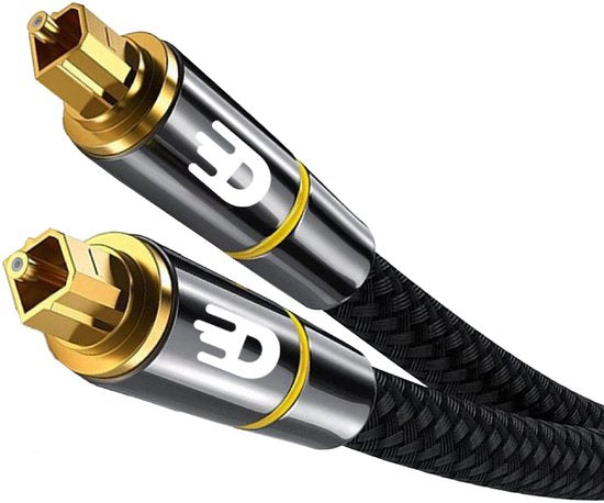 Drivv. Premium Toslink-Optikkabel aus Nylon – Optisches Audiokabel – Soundbar – Stecker-Stecker – 5 Meter – Schwarz