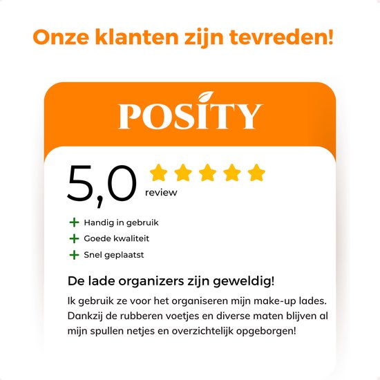 Posity Drawer Organizer - 25 Stück - Organizer Trays - Drawer Trays - Storage Trays - Make-up Organizer - Für Küche, Bad & Büro - Kunststoff - Schwarz Transparent