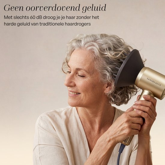 Sansbeauté® Haartrockner mit Diffusor – Locken – 110.000 U/min - Ionen-Haartrockner mit Bürste – 3 Stufen – 3 Aufsätze – Reisehaartrockner – Sèche Cheveux – Locken-Haartrockner-Set – Haartrockner mit Diffusor – Hair Blow Dryer – Friseur-Haartrockner – 200
