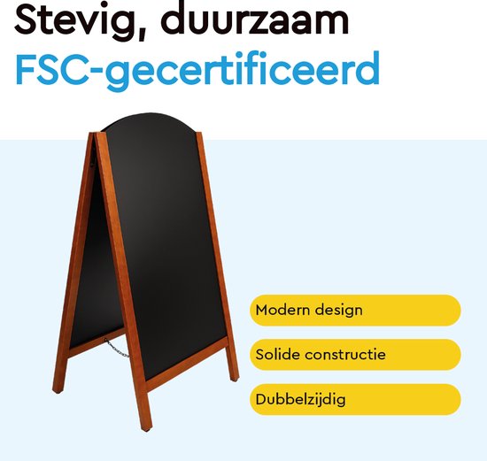 BRASQ Chalkboard Elegance Mahagoni - 70x130 CM - Chalkboard - Werbeschild - Bürgersteigschild - Doppelseitig - für Innen und Außen - Gastgewerbe